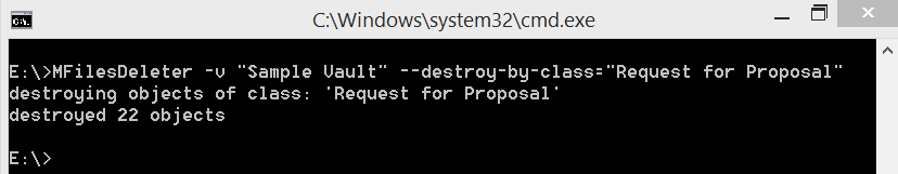 Screenshot of MFilesDeleter destroying objects by class
name